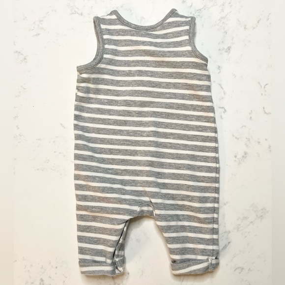 Little Planet by Carter’s Organic Cotton Terry Jumpsuit, Grey Stripes, 3 months - Picture 2 of 3